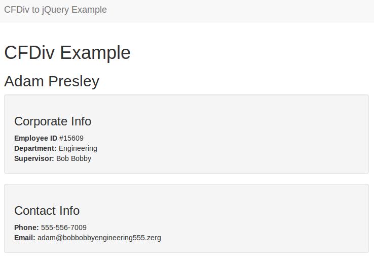 Example using <cfdiv>