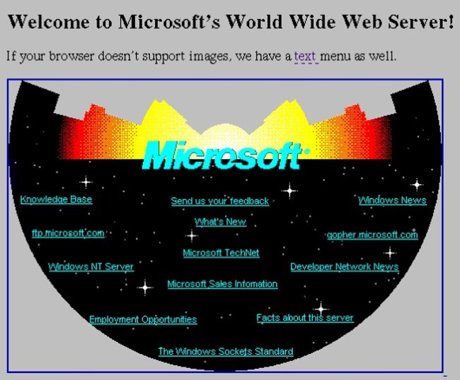 Microsoft's old home page