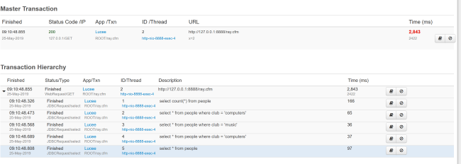 Relations view of the request showing other queries in the page