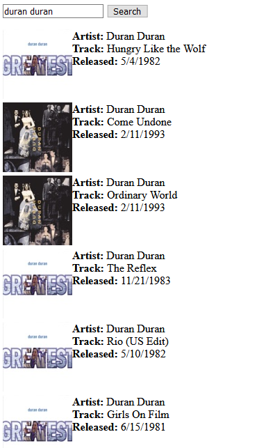 Results of searching for Duran Duran