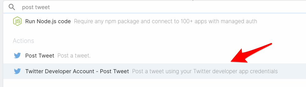 New action for posting tweets
