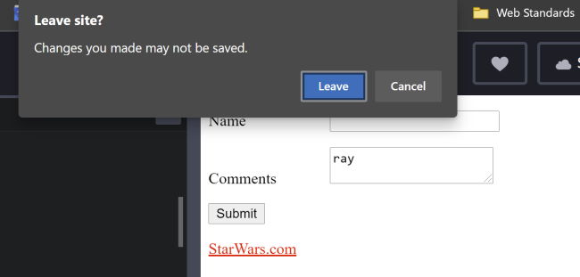 Prompt before leaving web page