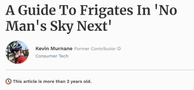 Forbes article with a header saying the post is older than two years.