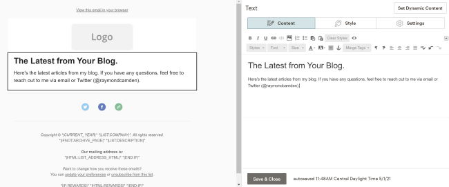 Editing the first block
