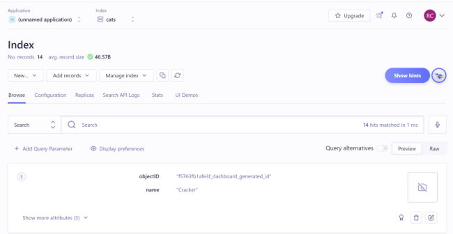 Test search interface