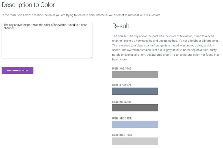 The sky above the port was the color of television, tuned to a dead channel