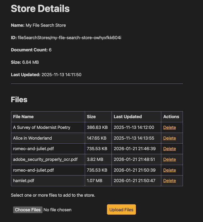 screenshot of one file store