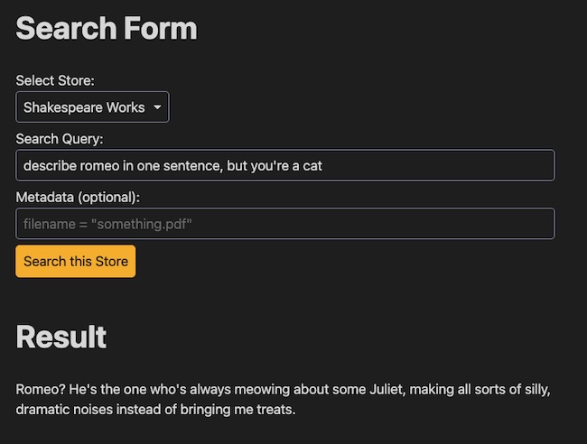 screenshot of search plus result