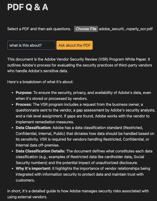 result of asking what the document is about