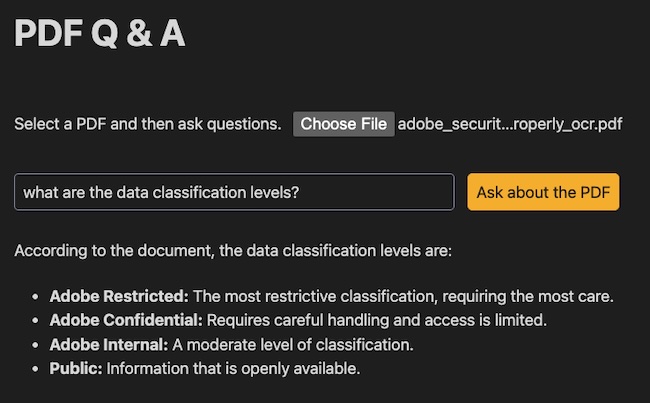 result of asking about security levels