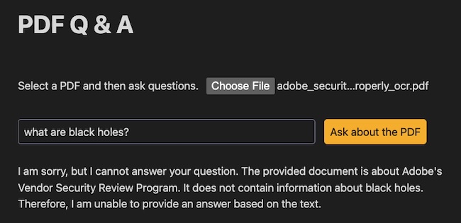 result of asking about black holes