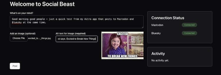 App view showing a filled out form