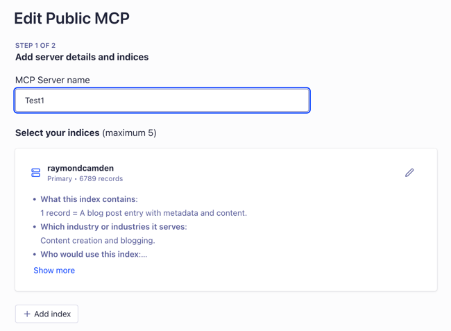 Algolia MCP Settings